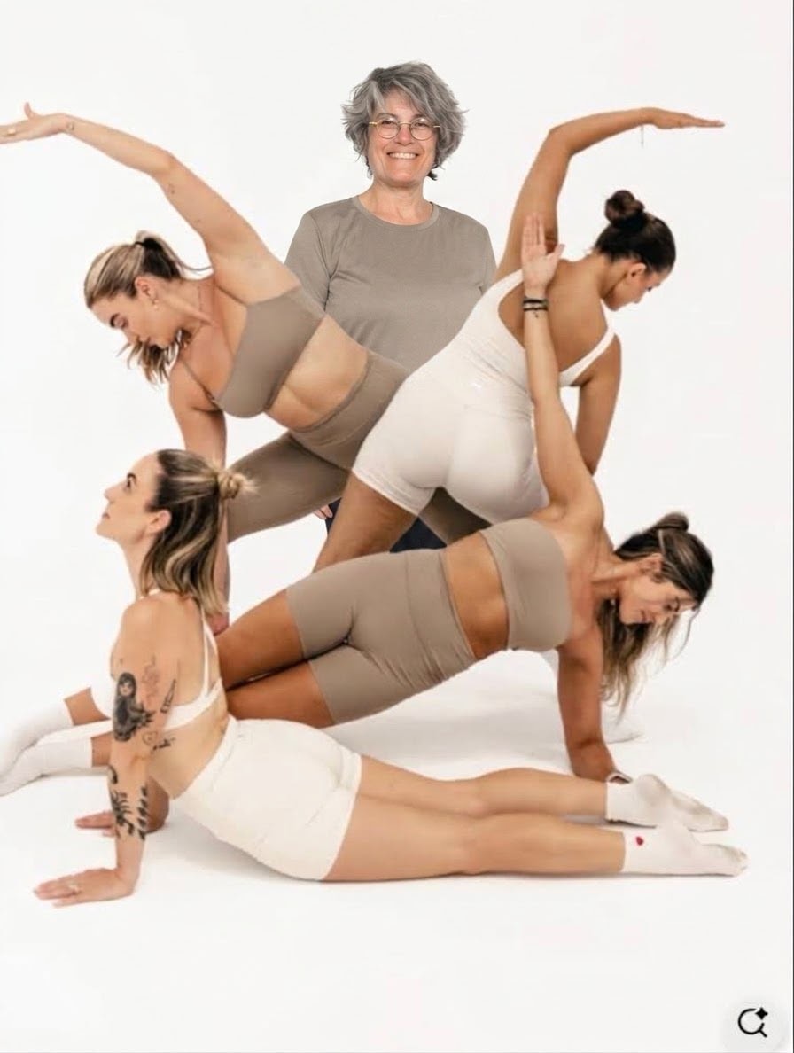 Supplied collage of Doress Naffaa and women in movement poses